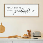 comurdyo Always Kiss Me Goodnight Sign for Bedroom Above bed Wall Decor 40''×15'' Large Wood Frame For Couples Over Bed Hanging Wall Art (Wood)