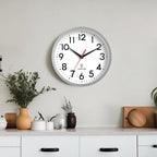 Atomic Wall Clock Analog 14 Inch Battery Operated Modern Decorative for Living Room Kitchen Office Bedroom Bathroom(Silver)