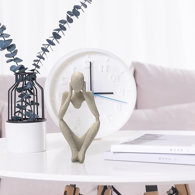 Sandstone Resin Thinker Style Abstract Sculpture Statue Collectible Figurines Home Office Bookshelf Desktop Decor(Sandstone - think Deeply)