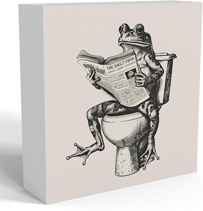 Funny Bathroom Decor, Funny Bathroom Wall Art, Black and White Bathroom Decor, Cute Bathroom Decor, Bathroom Decor for Shelves, Wooden Box Decor Sign for Home Farmhouse Office Living Room Table Shelf