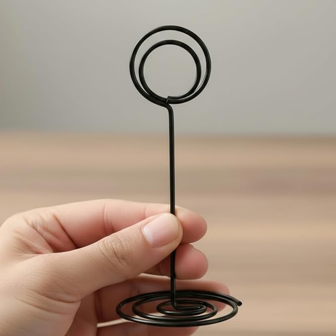 TecUnite 24 Pieces 3.35 Inch Table Number Holder Place Card Photo Holder Picture Name Menu Clips Memo Cards Stand for Wedding Reception Anniversary Birthday Party Centerpieces (Black)