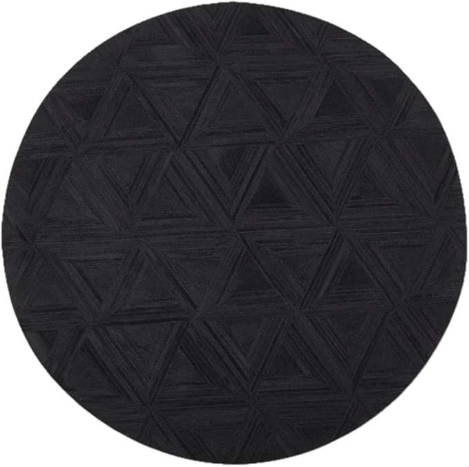 Round Black Rug – Modern Circular Rug with Non-Slip Backing | Soft Low-Pile Carpet for Living Room, Bedroom, Nursery, or Entryway(5x5)