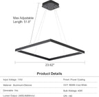 Black Modern Square Chandelier, Square Ceiling Light Fixture, Contemporary Chandelier Pendant Light for Kitchen Island, Dining Room, Bedroom