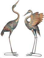 33-37 Inch Metal Crane Garden Statue Décor, Bird Heron Garden Sculpture & Statues, Outdoor Decoration for Yard Pond Lawn Backyard Pool, Vintage Spread Wings Crane, Set of 2 Copper…