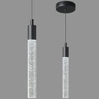 Modern Kitchen Island Pendant Light Dimmable LED Black Finish Mini Crystal Pendant Lighting Bedroom Bedside Table Small Pendant Lights（1-Pack）