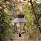 YAKii 2 Pack Solar Lantern Hanging Waterproof Outdoor Metal Solar Lamp with Warm White Light Decorate for Yard Garden Pathway Patio Porch Decor (Antique Copper)