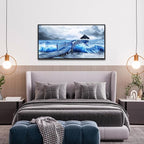 ZUITINGHUA Large Black Framed Wall Decor For Living Room Canvas Wall Art For Office Modern Wall Decorations For Bedroom Ocean Landscape Painting Black And White Pictures Artwork Home Decor 24x48 In