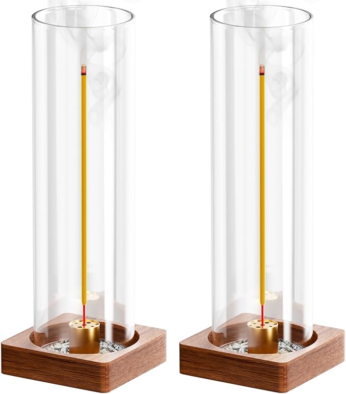 2 Pack Incense Holder for Sticks, Insence-Stick Holder Ash Catcher with Removable Glass, Anti-Ash Flying Mess-Free Incense Burner, Perfect for Meditation Yoga Relaxation, Home Decor