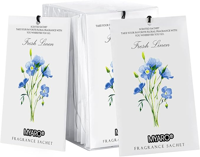 MYARO 12 Packs Linen Scented Sachets for Drawer and Closet, Long-Lasting Sachets Bags Air Freshener Fresh Scents, Potpourri Bags Home Fragrance for Lover