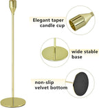 Gold Candlestick Holders,Set of 6 Gold Candle Candlestick Holder,Metal Candle Stick Holder Decor for Wedding, Dinning, Party,Fit 3/4" Thick Tapered or Led Candle