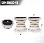 Candle Holder for Pillar Candle Set of 2, Farmhouse Wood Candle Holder, Rustic Wooden Candle Stand, Vintage Small Wooden Candlestick Holders for Living Room, Table Centerpiece, Rustic White