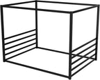 Canopy Floor Bed for Kids – Full Size, Matte-Black Steel Frame with Safety Fence, Unisex Design for Boys & Girls, Box Spring Required, Quick Assembly (Full)