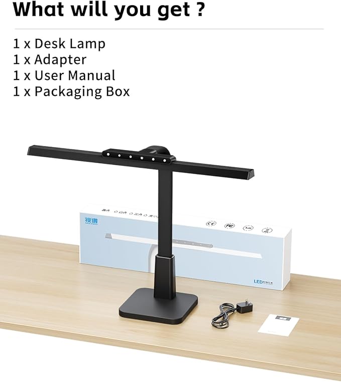 LED Desk Lamp for Home Office with Base, Dimmable Eye-Caring Computer Light with Memory & Timer Functions, Flexible Gooseneck Touch Control Architect Desk Light for Reading, Study, Workbench (Black)