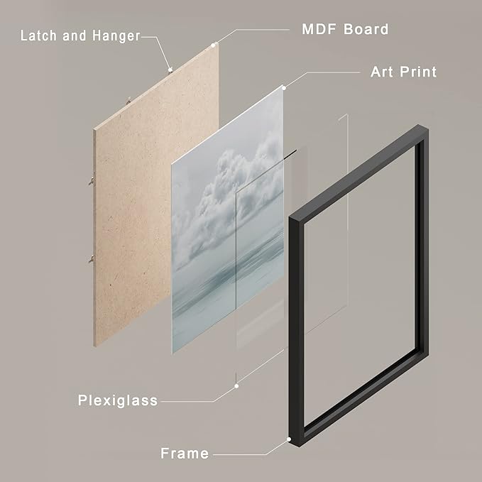 SIGNWIN Framed White Nautical Ocean Sea Beach Grass Seagull Wall Art, Set of 4 Landscape Colorful Wall Decor Prints, Nature Wilderness Wall Décor for Living Room, Bedroom - 12"x16" Black