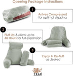 Nestl Reading Pillow Large Bed Pillow, Back Pillow for Sitting in Bed Shredded Memory Foam Chair Pillow, Reading & Bed Rest Pillows Sage Green Back Pillow for Bed, Bed Chair Arm Pillow with Pockets