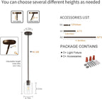 Oil Rubbed Bronze Pendant Lights Kitchen Island - Clear Glass Pendant Light Fixture Multiple Stems Rods 3 Units 12 Inch 3 Units 4 Inch (3 Pack Oil Rubbed Bronze Downrod)
