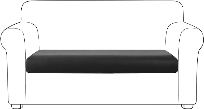 Yates Home PU Leather Couch Sofa Cushion Slipcover Water-Proof Elastic Chair RV Seat Covers Loveseat Sofa Furniture Protector Slip Cover for Settee Seater Replacement in Living Room（Loveseat, Black）