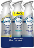 Febreze Air Freshener Spray, Odor-Fighting Room Spray, Heavy Duty Bundle, Heavy Duty Kitchen, Heavy Duty Crisp Clean, Musty Odor Fighter Scent Mix, 8.8oz, 3 Count
