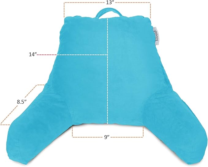 Nestl Reading Pillow for Kids, Small Bed Pillow, Back Pillow for Sitting in Bed, Memory Foam Chair Pillow, Reading & Bed Rest Pillows, Bright Blue Back Pillow for Bed, Arm Pillow with Pockets