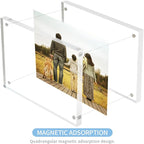 Acrylic Picture Frames 2.5x3.5 inches, Clear Double Sided Magnetic Photo Block Frame,Desktop Frameless Picture Display, Wallet Small Picture Frames 2x3