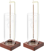 2pcs Incense Holder,Wooden Incense Holder for Sticks with 20 Incense Sticks, Anti-ash Incense Burner with Glass Ash Catcher for Meditation Yoga Spa Gift