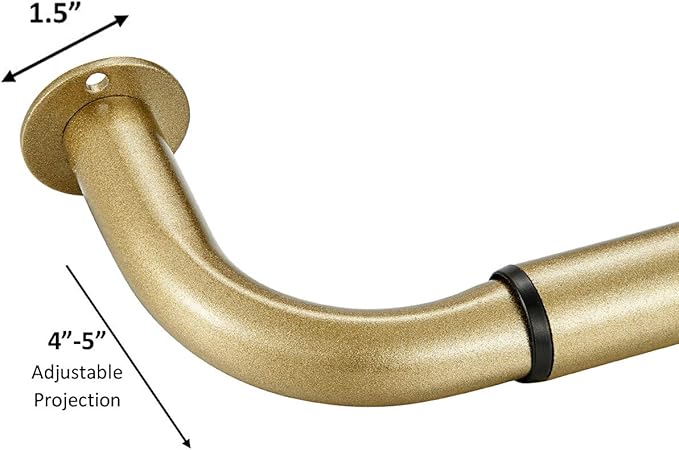 Room Darkening Curtain Rod, Wrap Around Design, Extra-Thick 1-Inch Diameter Single Drapery Rod, Extendable Metal Rod Set for the Blackout Curtains and Sheer (Antique Gold, 28-48")