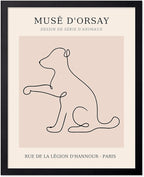 Poster Master Vintage Poster - Retro One Line Dog Drawing Print - Dog Art - Minimal Gift for Men, Women, Animal Lover - Abstract Wall Decor for Home, Office, Bedroom, 16x20 Black Framed