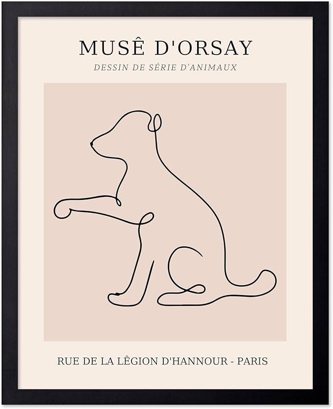 Poster Master Vintage Poster - Retro One Line Dog Drawing Print - Dog Art - Minimal Gift for Men, Women, Animal Lover - Abstract Wall Decor for Home, Office, Bedroom, 18x24 Unframed Wall Art