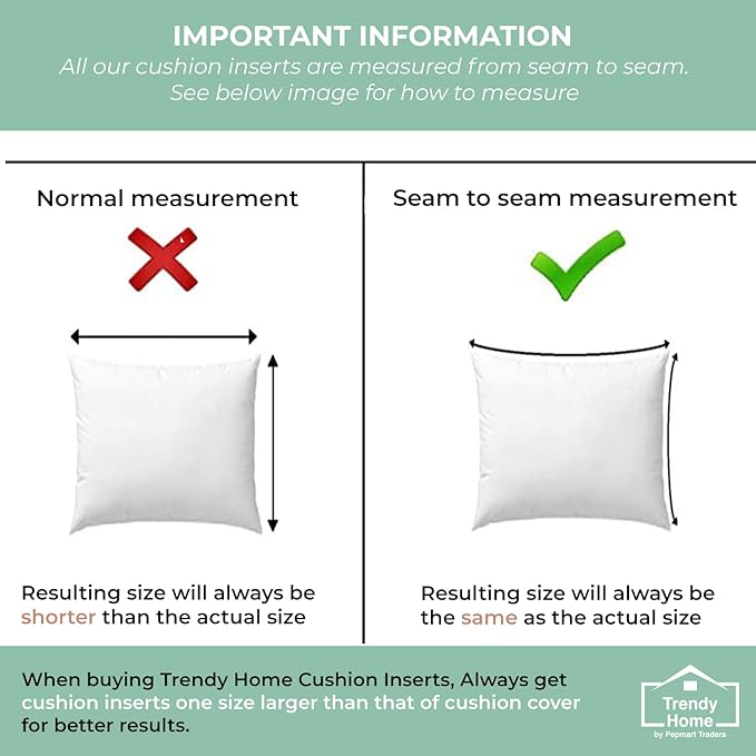 Trendy Home 20x20 Throw Pillow Insert (Set of 2, White) Bed and Couch Pillows Stuffer Hypoallergenic, Decorative Home Indoor Outdoor Sofa Pillow Filler (Non Woven, 2 Pack)