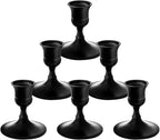 Vintage Black Taper Candle Holders, Set of 6, Metal Taper Candlestick Holder for Dinner Room Table Centerpiece, Wedding Reception, Festive,Mantel Decoration, Home Decor (Black, Set of 6)