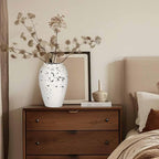 Handcrafted Flower Vase, 10.5" Tall Terracotta Vases, Vintage Rustic Ceramic Vase Décor, Wide Mouth, Matte Finish for Home Office Resto Café Décor