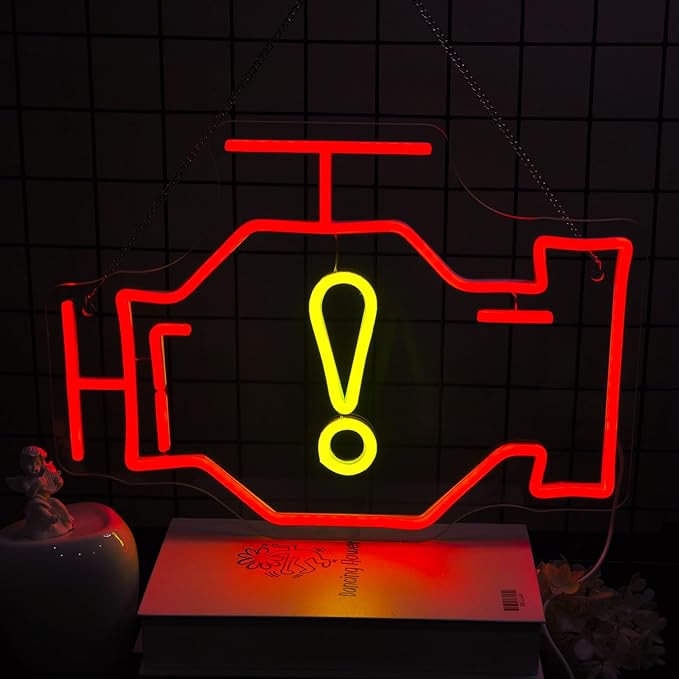 Check Engine Neon Sign Led Neon Lights Neon Signs for Wall Decor Light Up Sign for Birthday Party Club Gift