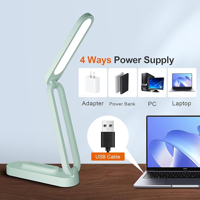 LED Desk Lamp for Office Home & Battery Operated Lamp Rechargeable Lamp Foldable & Portable Light, LED Desk Light Strip, 3 Brightness Dimmable Small Desk Lamp Wireless Reading Lamp