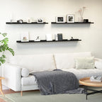 55.1 Inches Long Floating Shelves Wall Mounted, 2 Set Modern Wall Shelf for Bedroom, Nursery Book Shelf with Lip, Picture Ledge Shelf for Wall Decor Living Room Bathroom Kitchen - Black