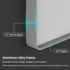 Brushed Nickel Bathroom Mirror 60x36 Inch, Brushed Silver Metal Frame Mirror Wall Mounted, Rounded Rectangle Bathroom Vanity Mirror, Tempered Glass, Anti-Rust, Horizontal/Vertical