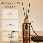 M&SENSE Madagascar Vanilla Reed Diffuser Set: 6.3 fl oz Non-Toxic Aroma Set with Sticks, Long-Lasting Natural Essential Oil Gifts for Bedroom, Shelf Decor & Small Spaces
