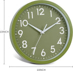 Wall Clock Analog 10 Inch Simple Silent Non Ticking Battery Operated Modern Decorative for Kitchen Office Bedroom Bathroom Living Room(Olive Green)