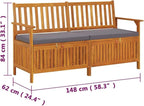 vidaXL Outdoor Storage Bench Deck Box for Patio Furniture Solid Wood Acacia
