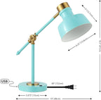 JONATHAN Y JYL7124C Allegra 18.5" Adjustable Cantilever LED Task Lamp, USB Charging Port, Classic, Coastal, Industrial, Farmhouse, Traditional for Bedroom, Living Room, Office, Cyan/Brass Gold