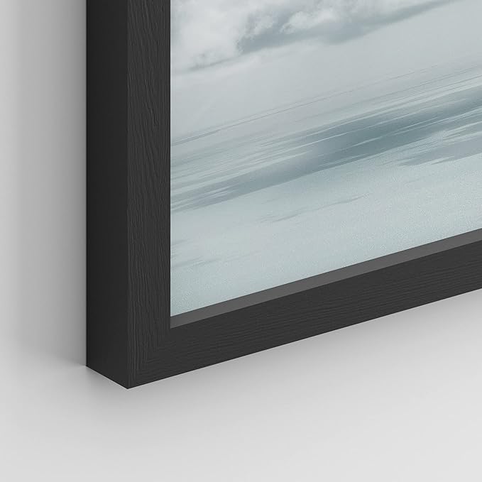 SIGNWIN Framed White Nautical Ocean Sea Beach Grass Seagull Wall Art, Set of 4 Landscape Colorful Wall Decor Prints, Nature Wilderness Wall Décor for Living Room, Bedroom - 11"x14" Black