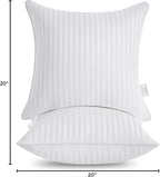 Oubonun 20 x 20 Throw Pillow Inserts, Firm and Fluffy Decorative Square Pillows for Couch Bed Sofa with Soft Cotton Cover White Cushion with Down Alternative Pack of 2