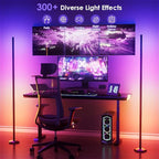 RGB Corner Floor Lamp, 65" Color Changing LED Floor Lamp Music Sync Light Bar Bluetooth APP Remote Control 16 Million DIY Colors, Light Timing, Mood Ambient Lighting