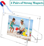 2 Pack 4x6 (Full Size:5x7) Acrylic Picture Frames With Stand, Clear Magnetic Photo Frame, Frameless Tabletop Picture Frame with Magnets for Home Office Desktop Display Horizontal or Vertical