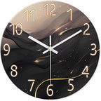 Black and Gold Wall Clocks Battery Operated 14 Inch Wall Clock Silent Non Ticking Glass Decorative Wall Clock for Office