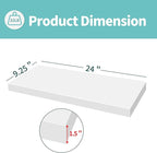 LaVie Home Floating Shelves, 24 Inch Wall Shelf Set of 2, Hanging Shelf with Invisible Brackets, Wall Decor for Bathroom, Bedroom, Living Room, Kitchen Storage, Modern White
