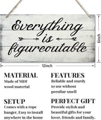 Everything is Figureoutable Decor Sign, Printed Wood Wall Art Sign, Funny Home Signs Decor, Hanging Wood Sign Home Decorative, Rustic Farmhouse Inspirational Wood Sign Decor Wall Art 12x6 in