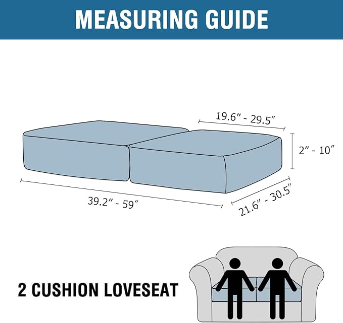 H.VERSAILTEX Velvet Stretch Couch Cushion Cover Plush Cushion Slipcover for Chair Loveseat Sofa Cushion Furniture Protector Seat Cushion Sofa Cover (2 Piece Medium Sofa Cushion Covers, Grey Striped)