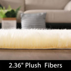 Latepis Yellow Fluffy Circle Rugs for Living Room Round Rug 6.7ft Plush Shag Washable Soft Rug Faux Fur Sheepskin Rugs for Bedroom Home Decor