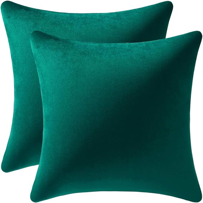 26x26 Euro Pillow Covers : 2 Pack Cozy Soft Velvet Oversized Couch Pillow Shams, Square Throw Pillow Cases for Living Room Sofa, Green