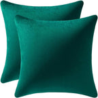 26x26 Euro Pillow Covers : 2 Pack Cozy Soft Velvet Oversized Couch Pillow Shams, Square Throw Pillow Cases for Living Room Sofa, Green